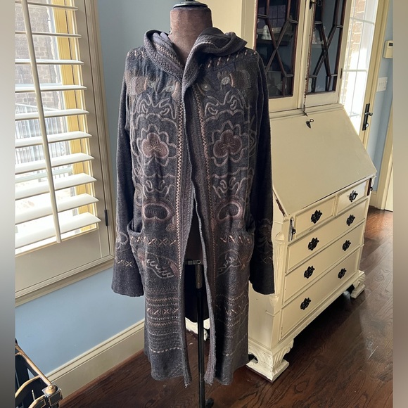 Johnny Was Jackets & Blazers - Johnny Was Brown Embroidered Knit Jacket